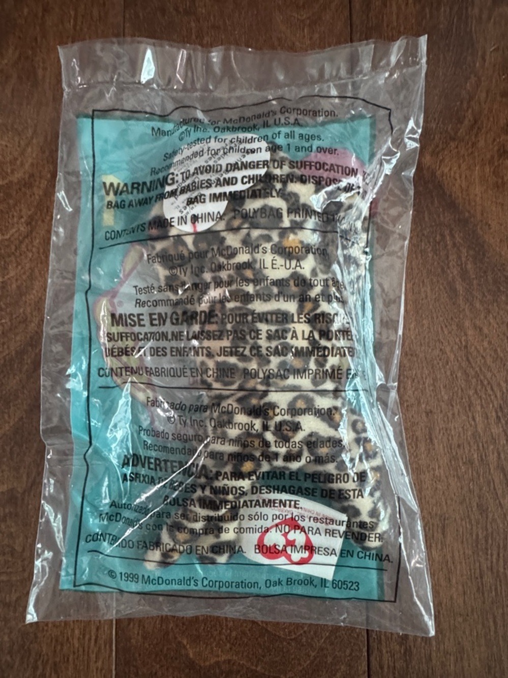 "Ty Teenie Beanie Baby" in original packaging. "Freckles" the Leopard. Rare
